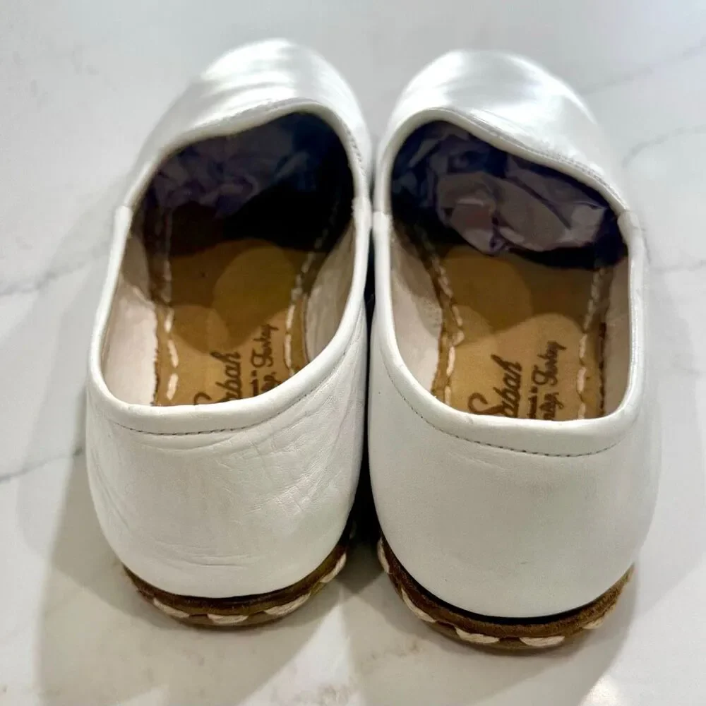 Sabah Handmade Slip On Loafers. White. Size Women’s 39/US9